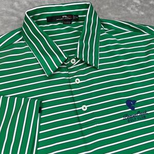 RLX Ralph Lauren Polo Golf Shirt Mens XL Green Striped Stretch Beaver Creek Club
